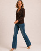 Women's Black V-Neck Button-Up Cardigan