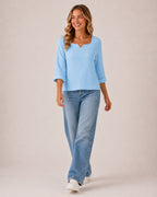 Women's Square Neck Crinkled Top