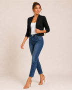Women's Cropped Blazer with 3/4 Sleeves