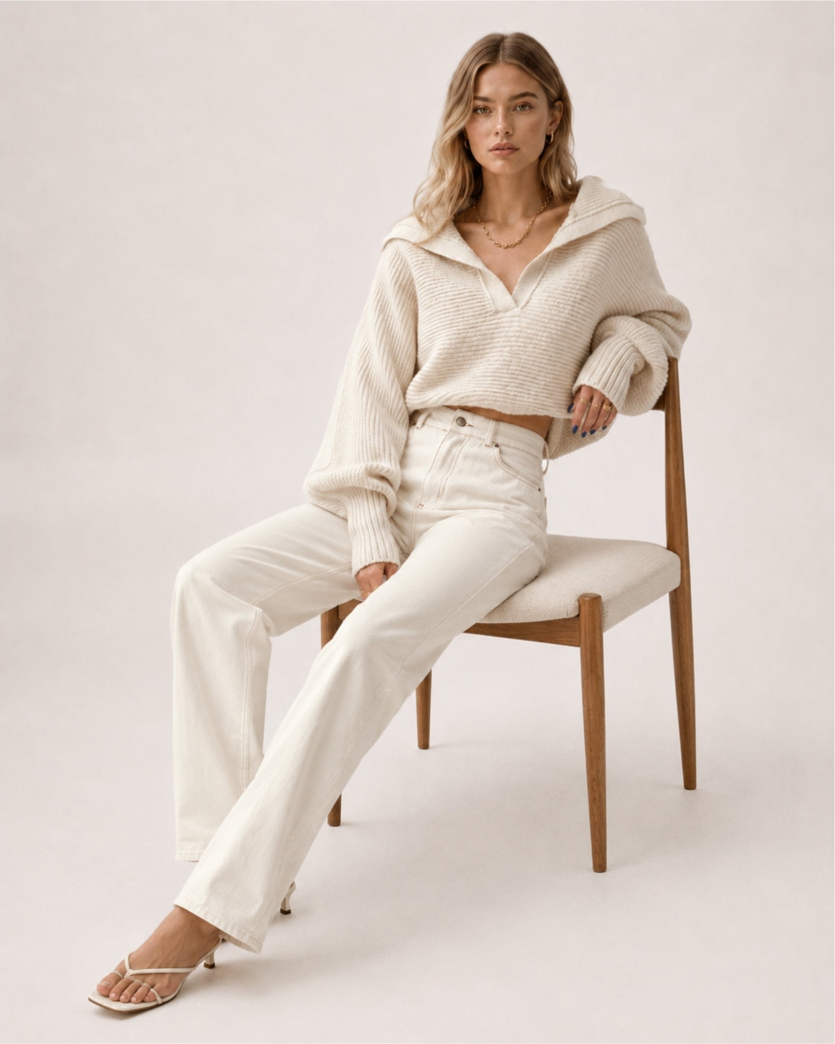 Women's Cropped Jumper Half Zip Chunky Knit Style