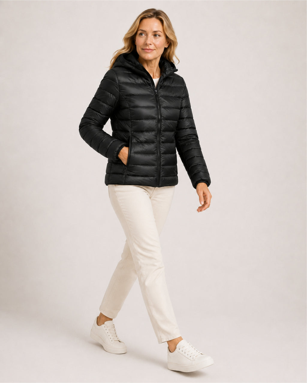 Women's Lightweight Hooded Puffer Jacket – Packable Zip-Up Coat