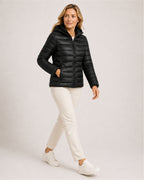 Women's Lightweight Hooded Puffer Jacket – Packable Zip-Up Coat