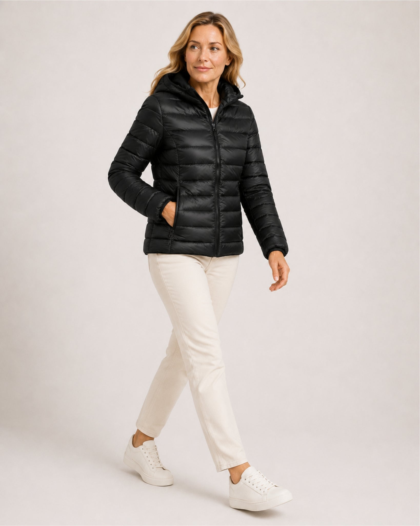 Women's Lightweight Hooded Puffer Jacket – Packable Zip-Up Coat