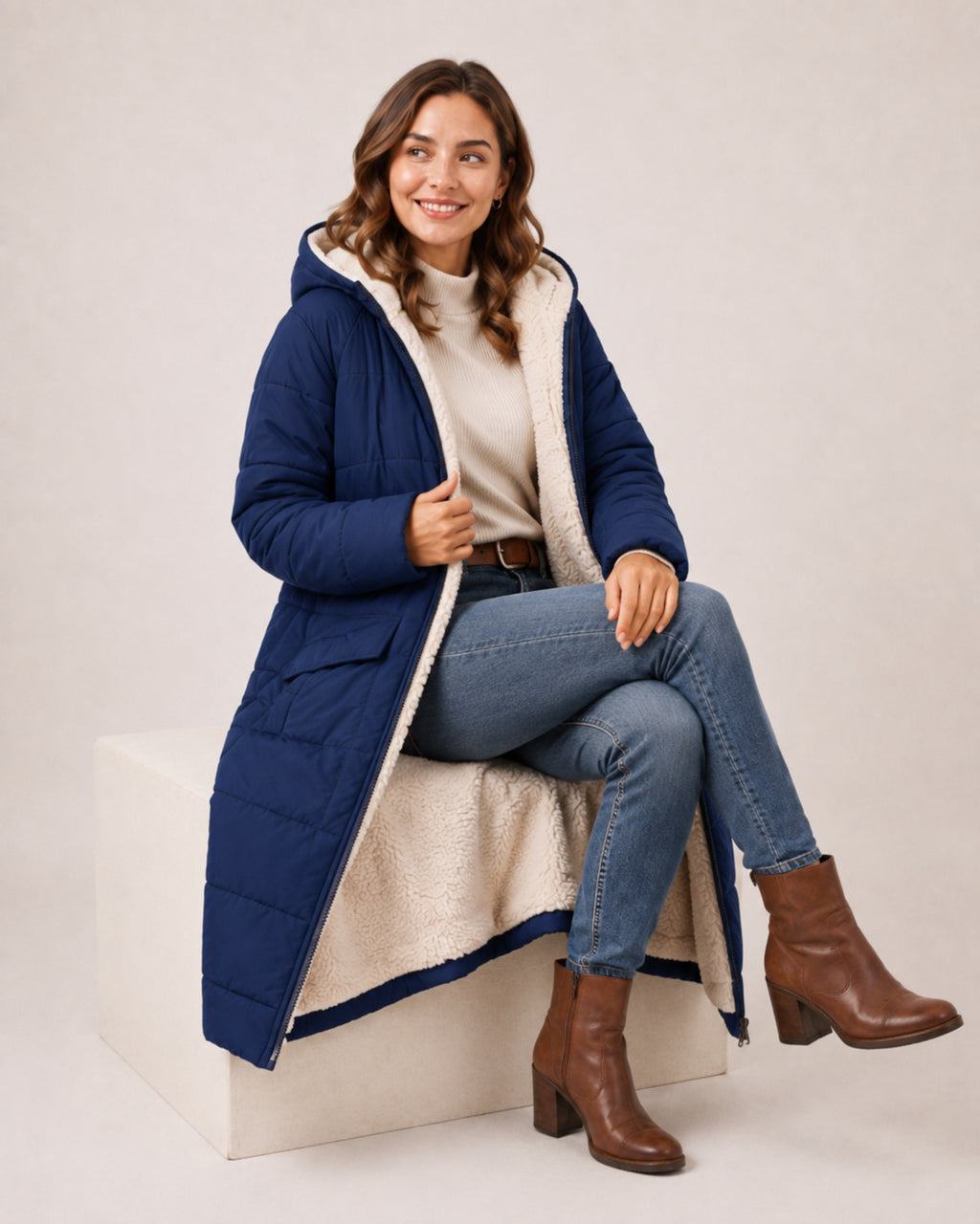Women's Long Puffer Coat – Hooded Quilted Padded Jacket