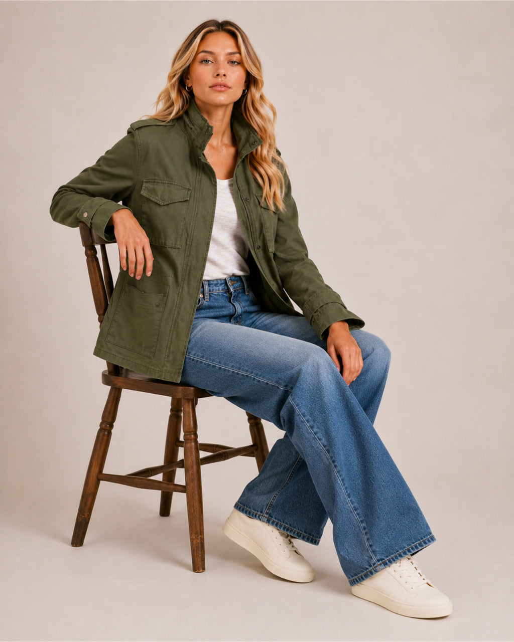 Women's Utility Jacket with Zip & Cargo Pockets