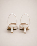 Women's Pointed Toe Slingback Heels with Embroidered Mesh