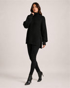 Women's Chunky Knit Roll Neck Jumper with Side Splits