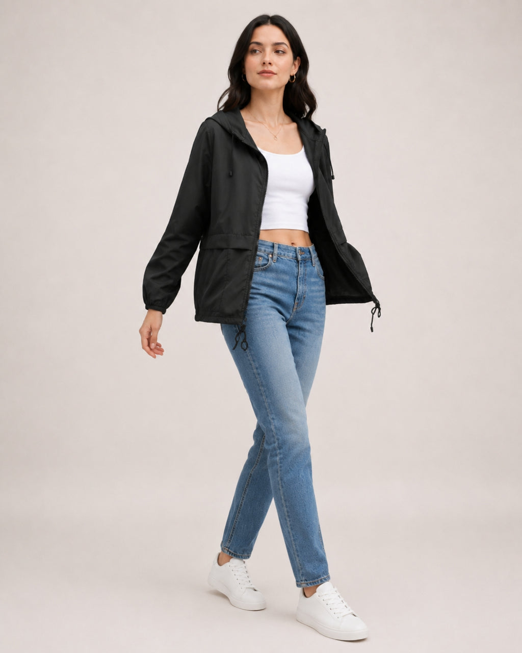 Women's Waterproof Jacket Lightweight Hooded Utility Style