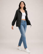 Women's Waterproof Jacket Lightweight Hooded Utility Style