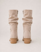 Women's Suede Slouch Boots Ankle Length Buckle Style