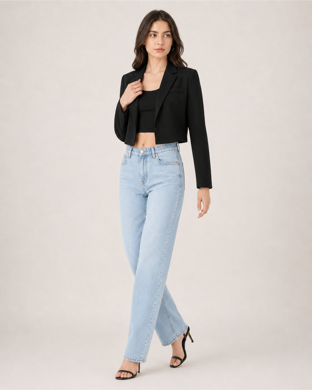 Women's Cropped Blazer and Long Sleeves