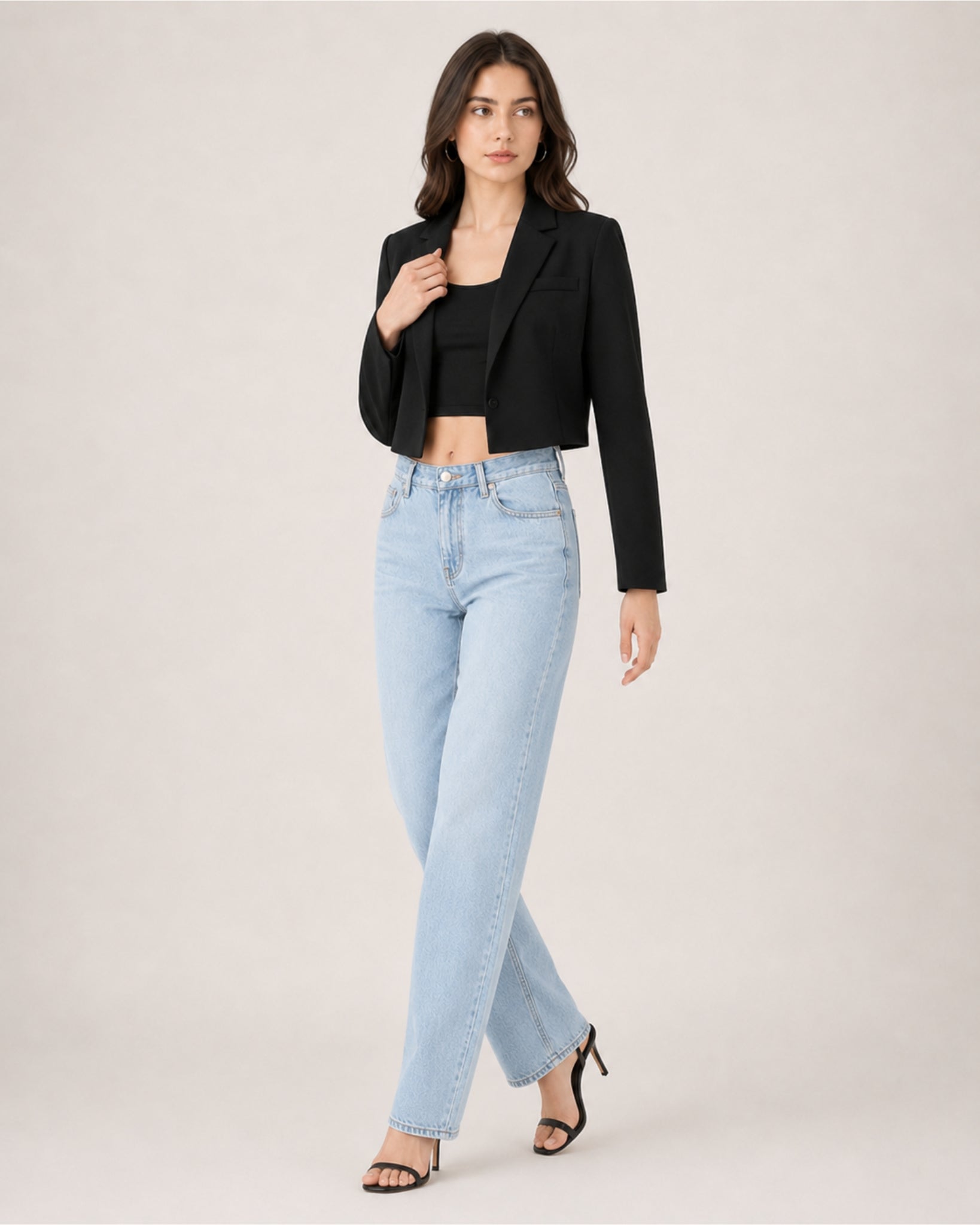 Women's Cropped Blazer and Long Sleeves