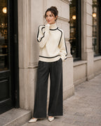 Women's Oversized Turtleneck Jumper with Contrast Trim