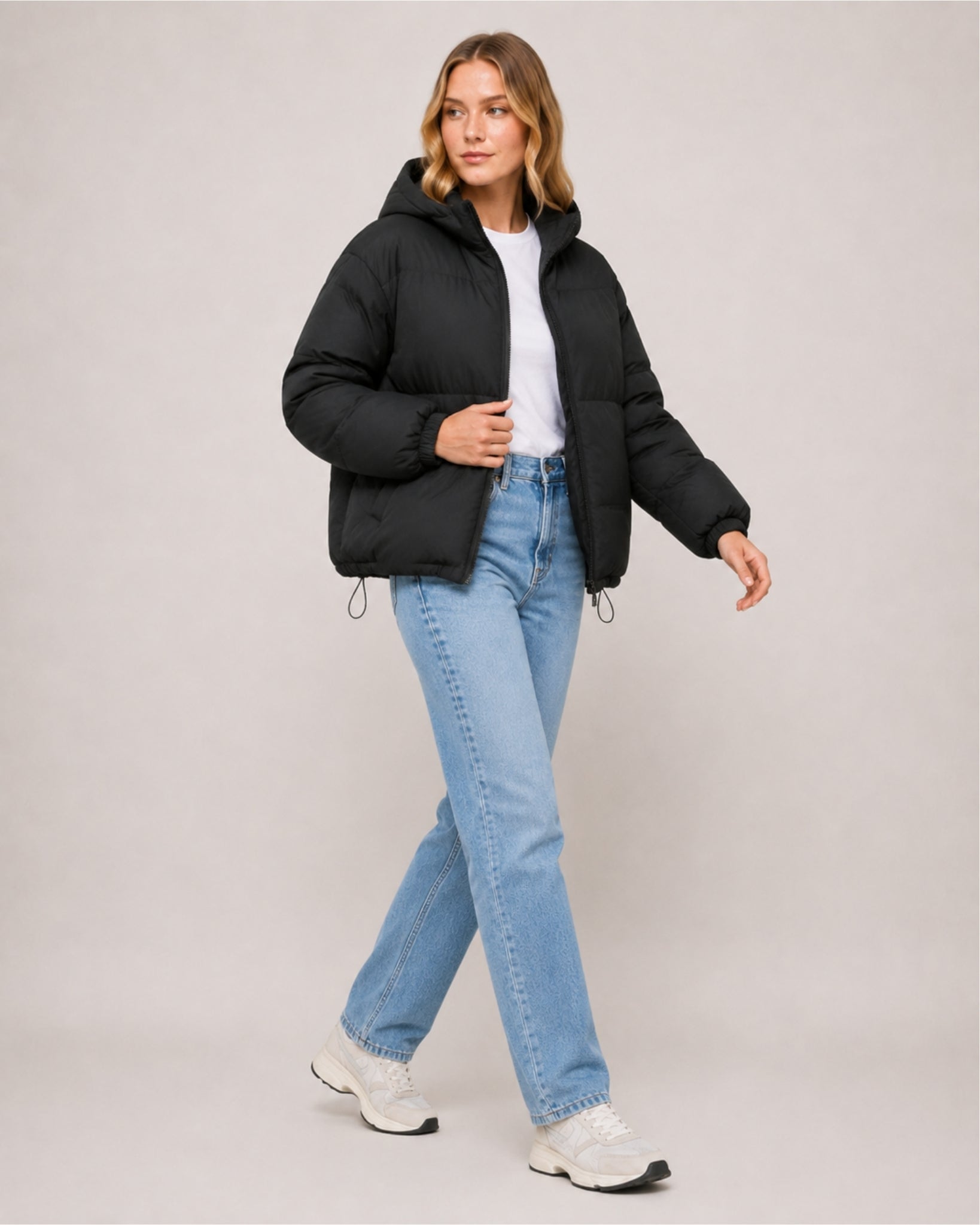Women's Hooded Puffer Jacket – Warm Padded Coat