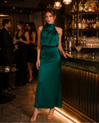 Women's Satin Halter Neck Maxi Dress