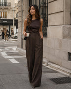 Women's High Waisted Wide Leg Trousers – Pleated Tailored Trousers