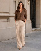 Women's Quarter-Zip Knitted Jumper with Relaxed Fit
