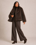Women's Brown Faux Fur Jacket – Cropped Fur Jacket