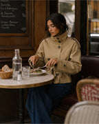 Women's Cropped Trench Coat with Belt & Stand Collar