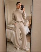 Women's Knitted Co-Ord Set with Wide Leg Trousers