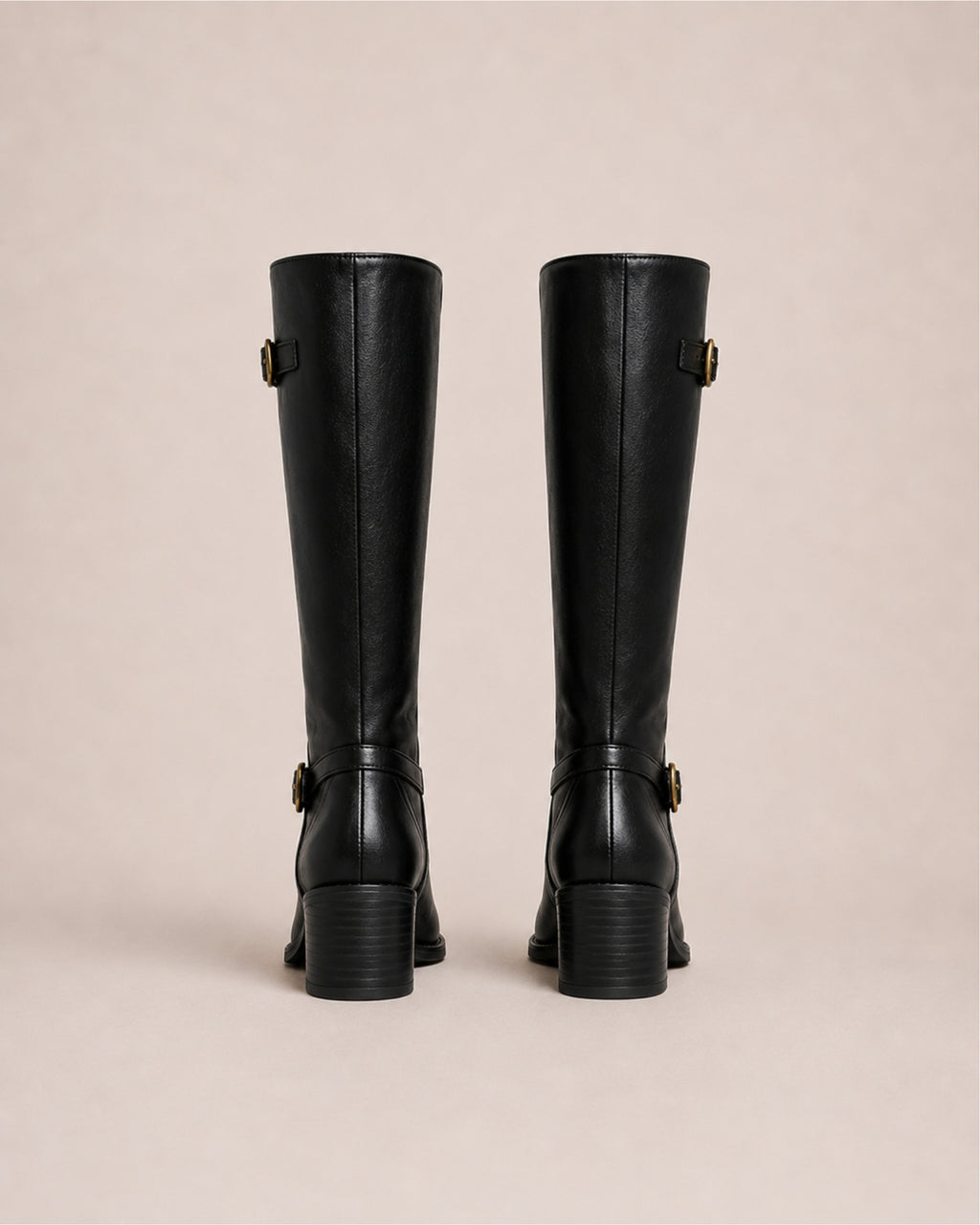 Women's Knee High Riding Boots with Buckle Detail