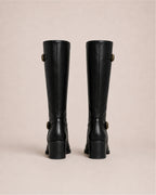 Women's Knee High Riding Boots with Buckle Detail