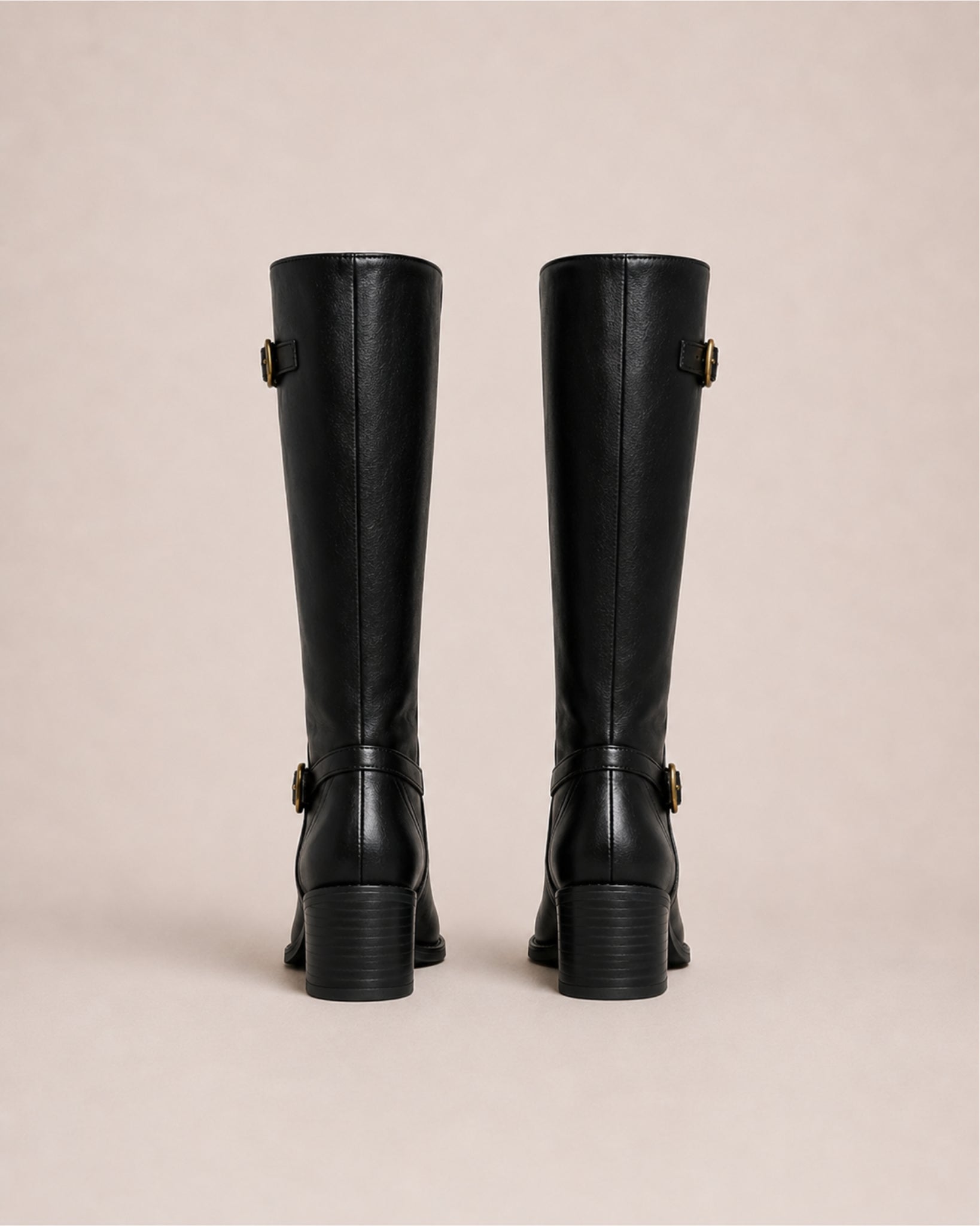 Women's Knee High Riding Boots with Buckle Detail