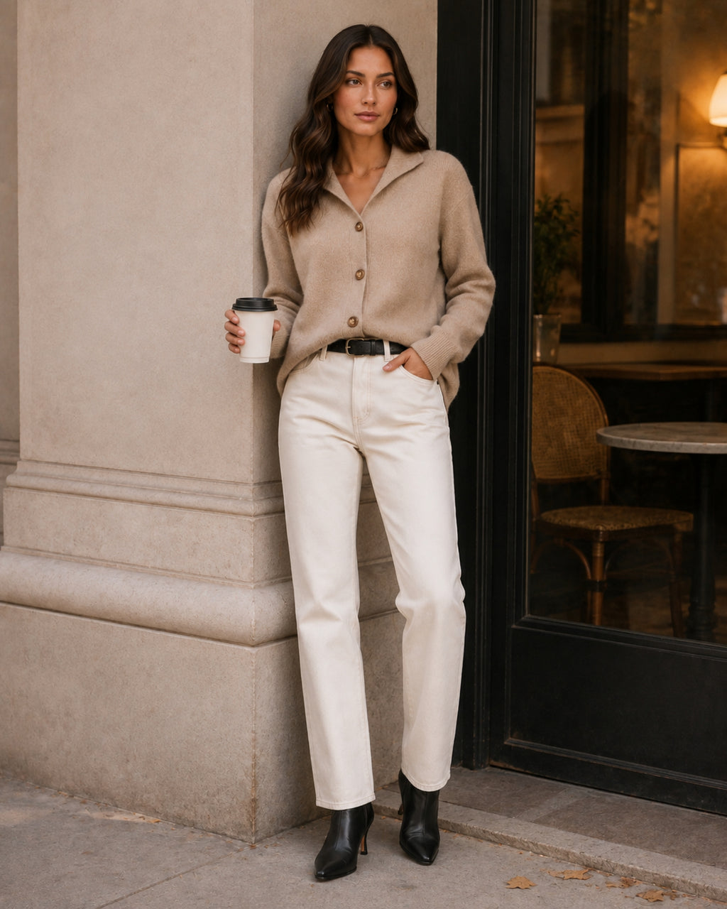 Women's Button-Up Knitted Cardigan with Collar