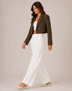 Women's Cropped Blazer with Notched Lapel