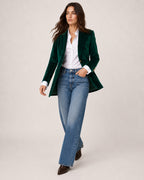 Women's Velvet Blazer Tailored Single Breasted Style