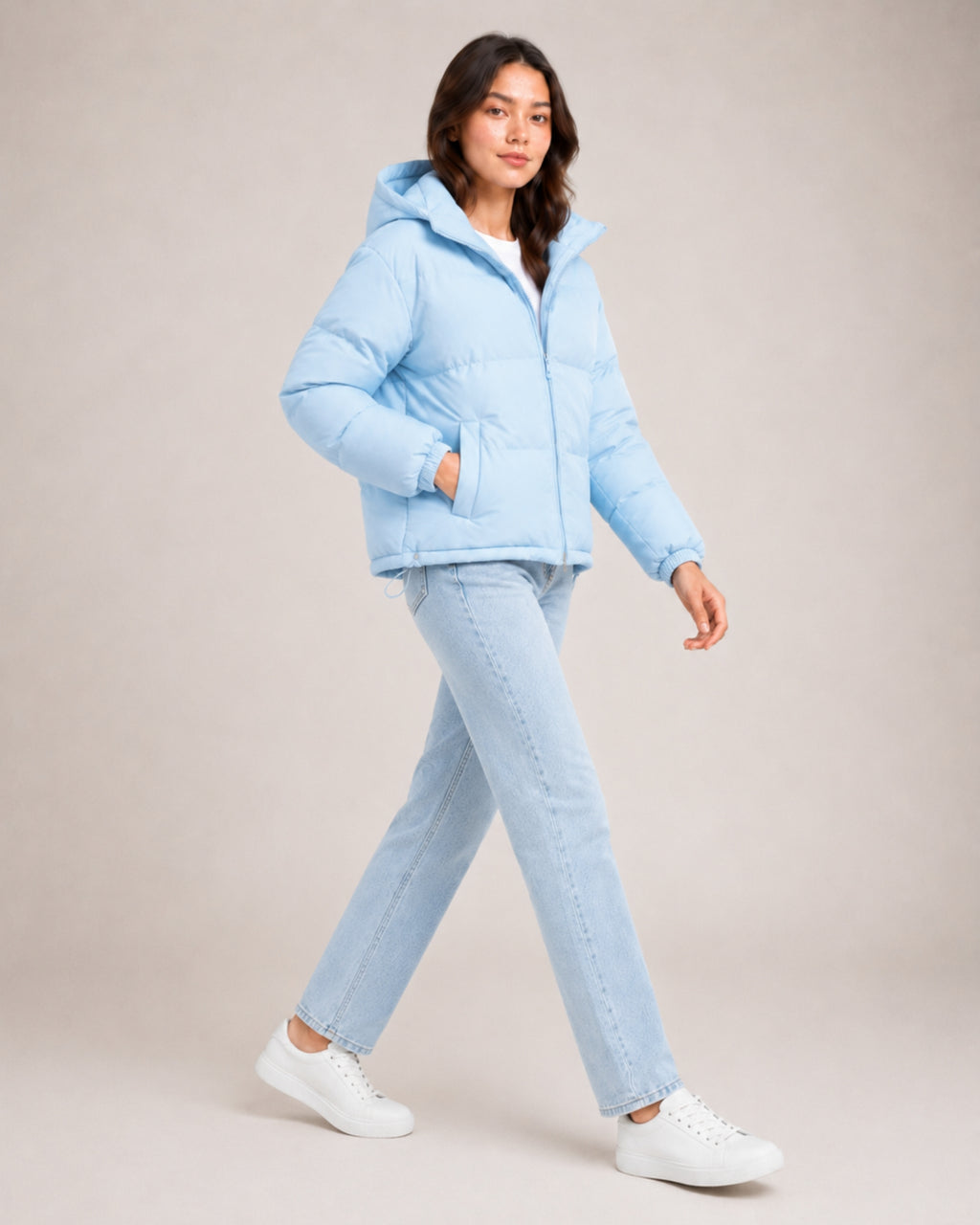 Women's Hooded Puffer Jacket – Warm Padded Zip-Up Coat