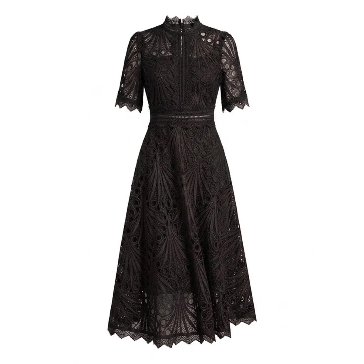 Women's Refined Lace Midi Dress Timeless Elegance