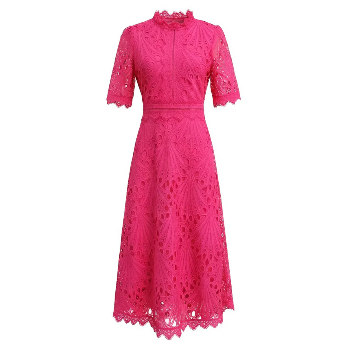 Women's Refined Lace Midi Dress Timeless Elegance