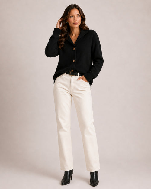 Women's Button-Up Knitted Cardigan with Collar