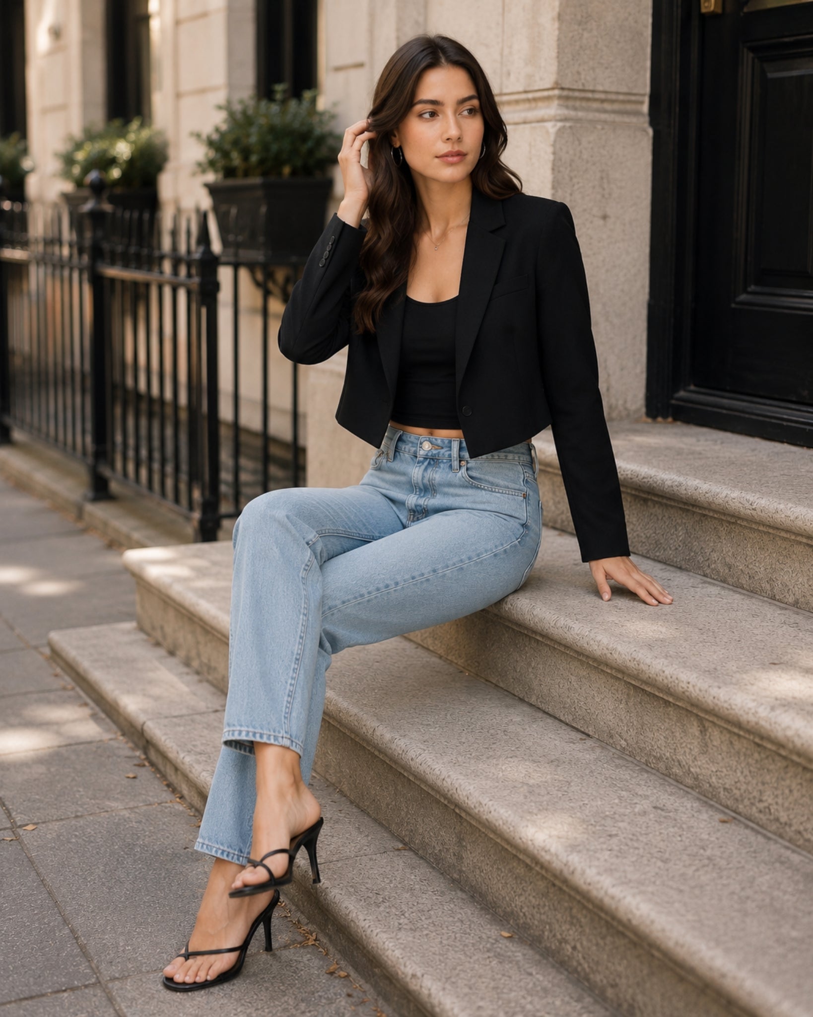 Women's Cropped Blazer and Long Sleeves