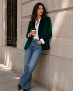 Women's Velvet Blazer Tailored Single Breasted Style
