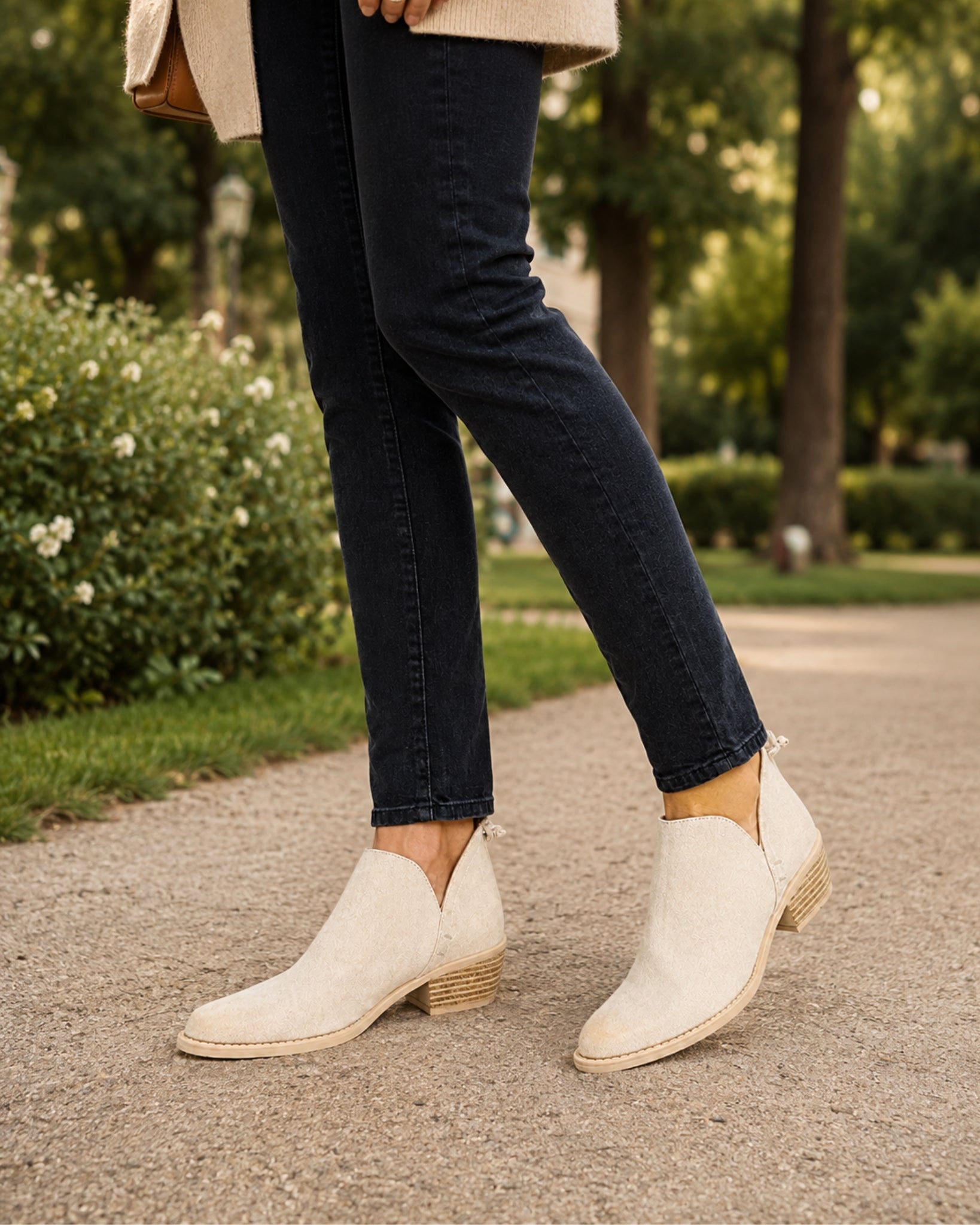 Women's Ankle Boots Low Block Heel Slip On Style