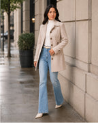 Women's Mid-Length Trench Coat – Tailored Button-Front Lightweight Coat