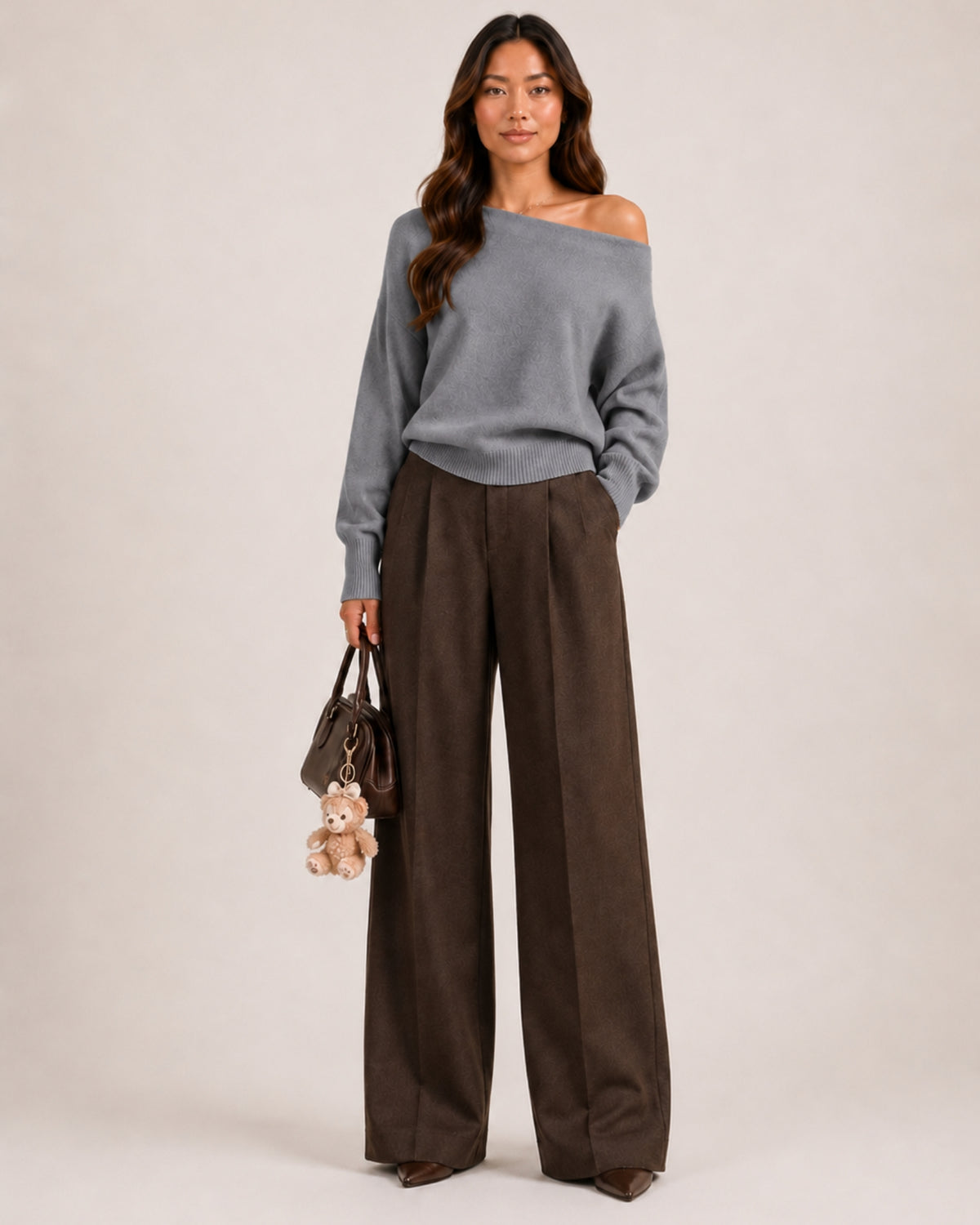 Women's Off Shoulder Knitted Jumper – Relaxed Asymmetric Knit