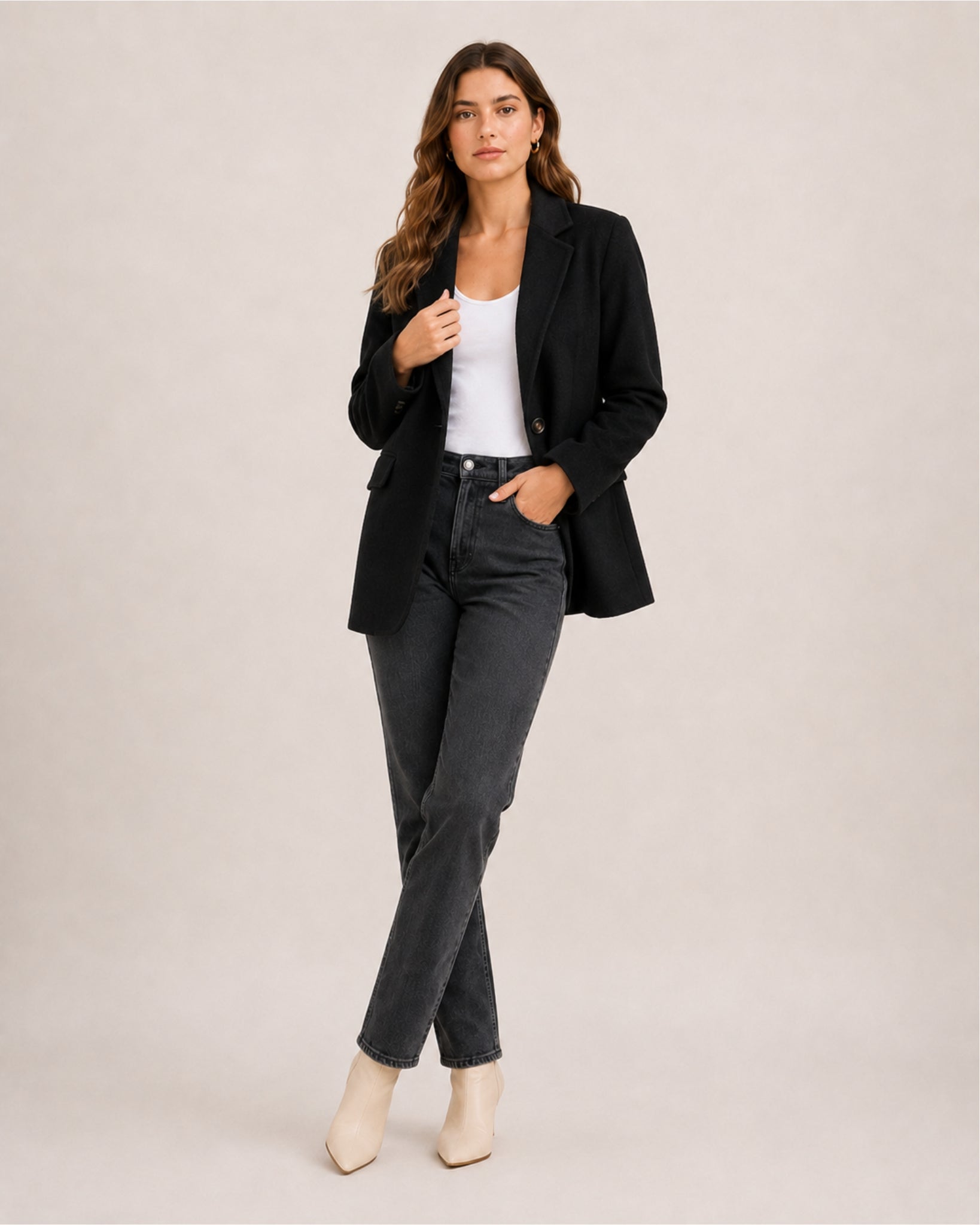 Women's Casual Blazer with Single Button