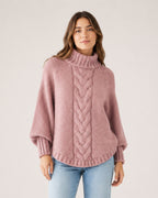 Women's Cable Knit Jumper Chunky Roll Neck Style