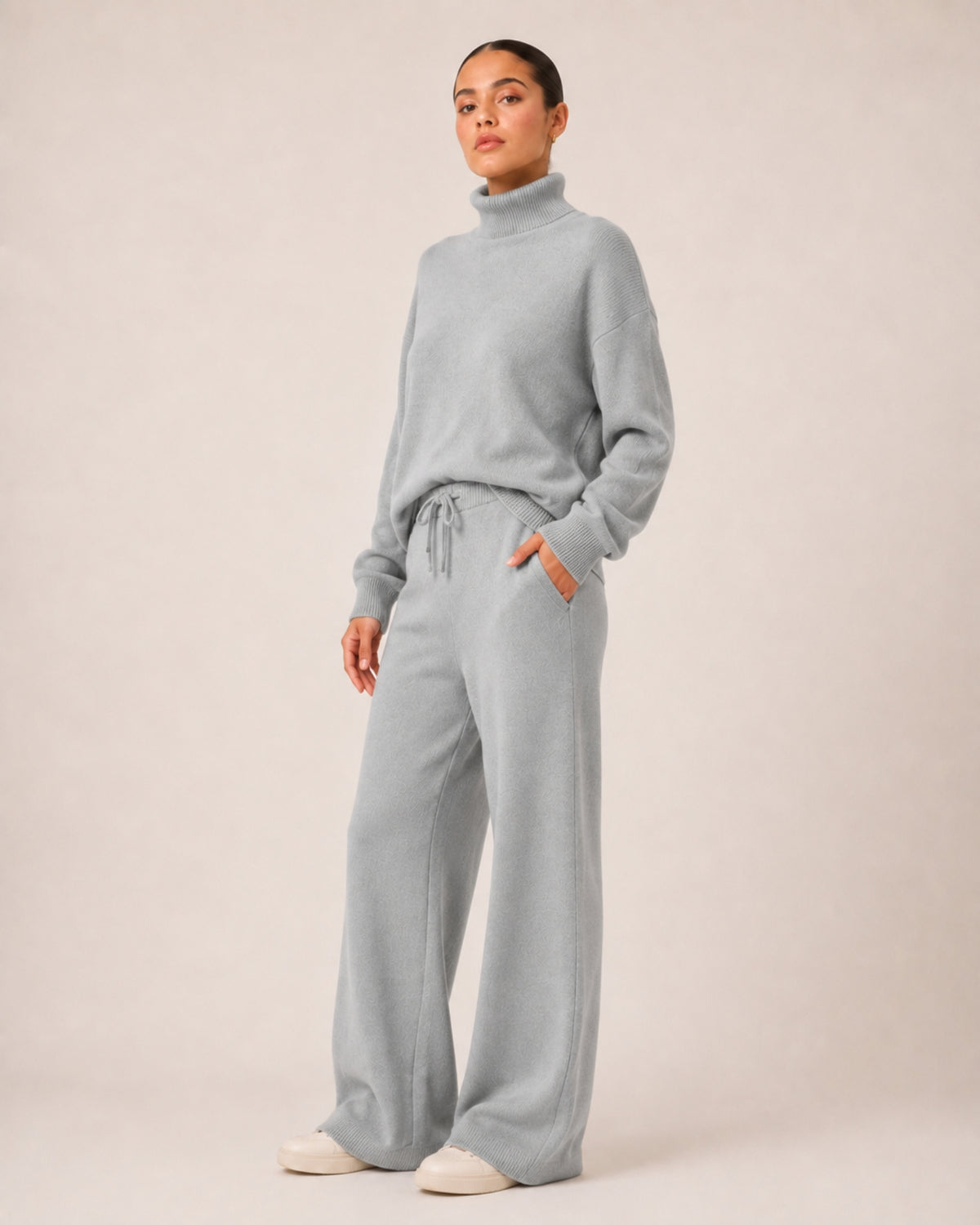 Women's Knitted Co-Ord Set with Wide Leg Trousers
