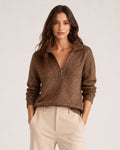 Women's Quarter-Zip Knitted Jumper with Relaxed Fit