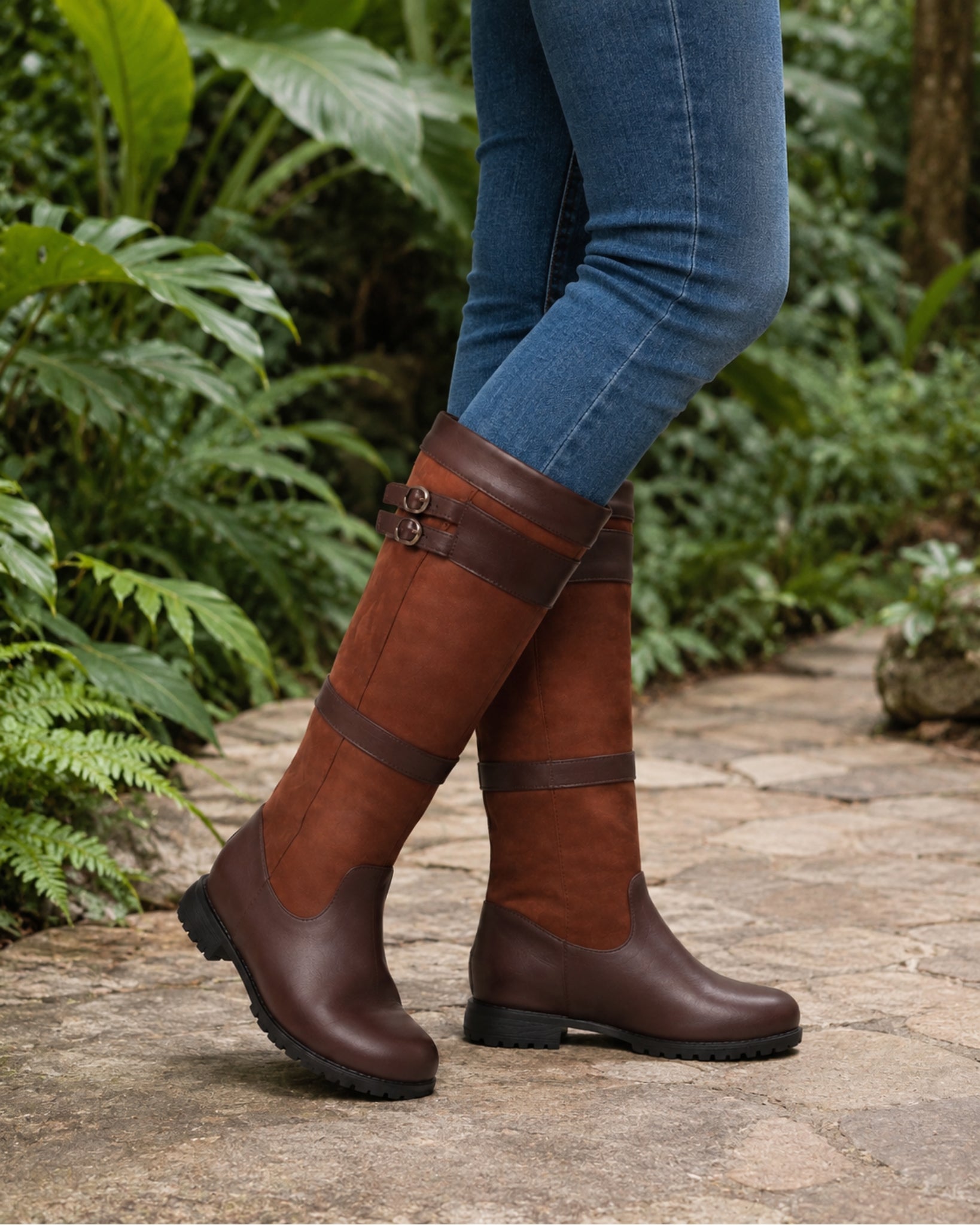 Women's Knee High Riding Boots Buckle Strap Country Style