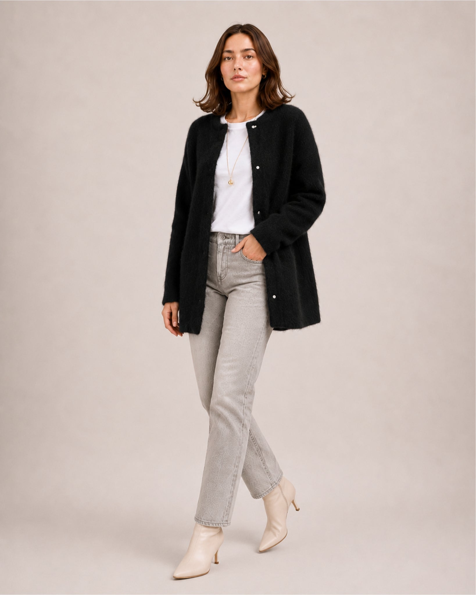 Women's Long Cardigan with Button Front