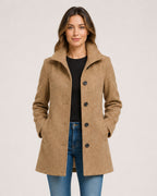 Women's Single-Breasted Mid-Length Coat with Pockets