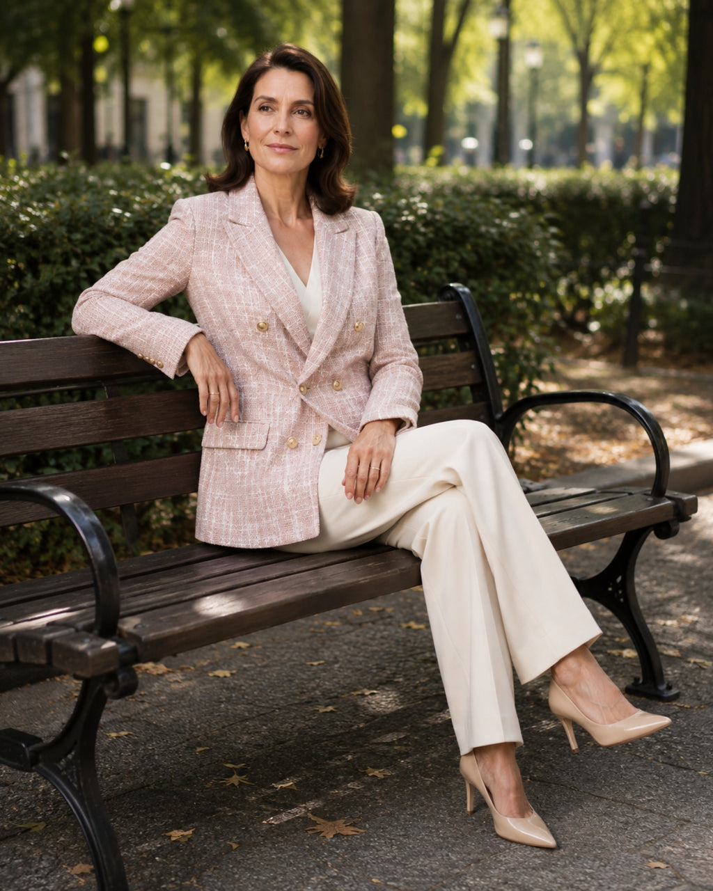 Women's Tweed Blazer Double Breasted Tailored Jacket