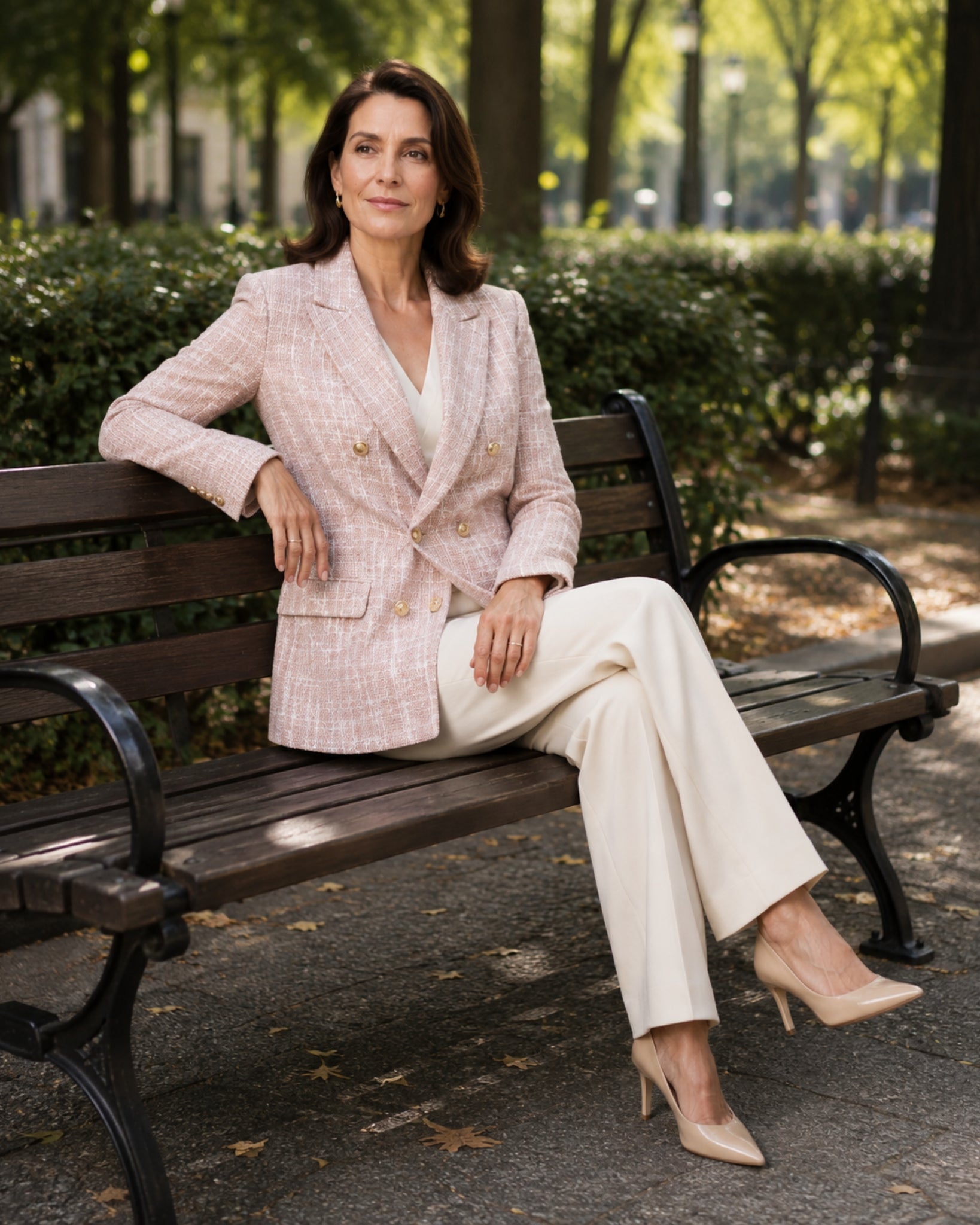 Women's Tweed Blazer Double Breasted Tailored Jacket