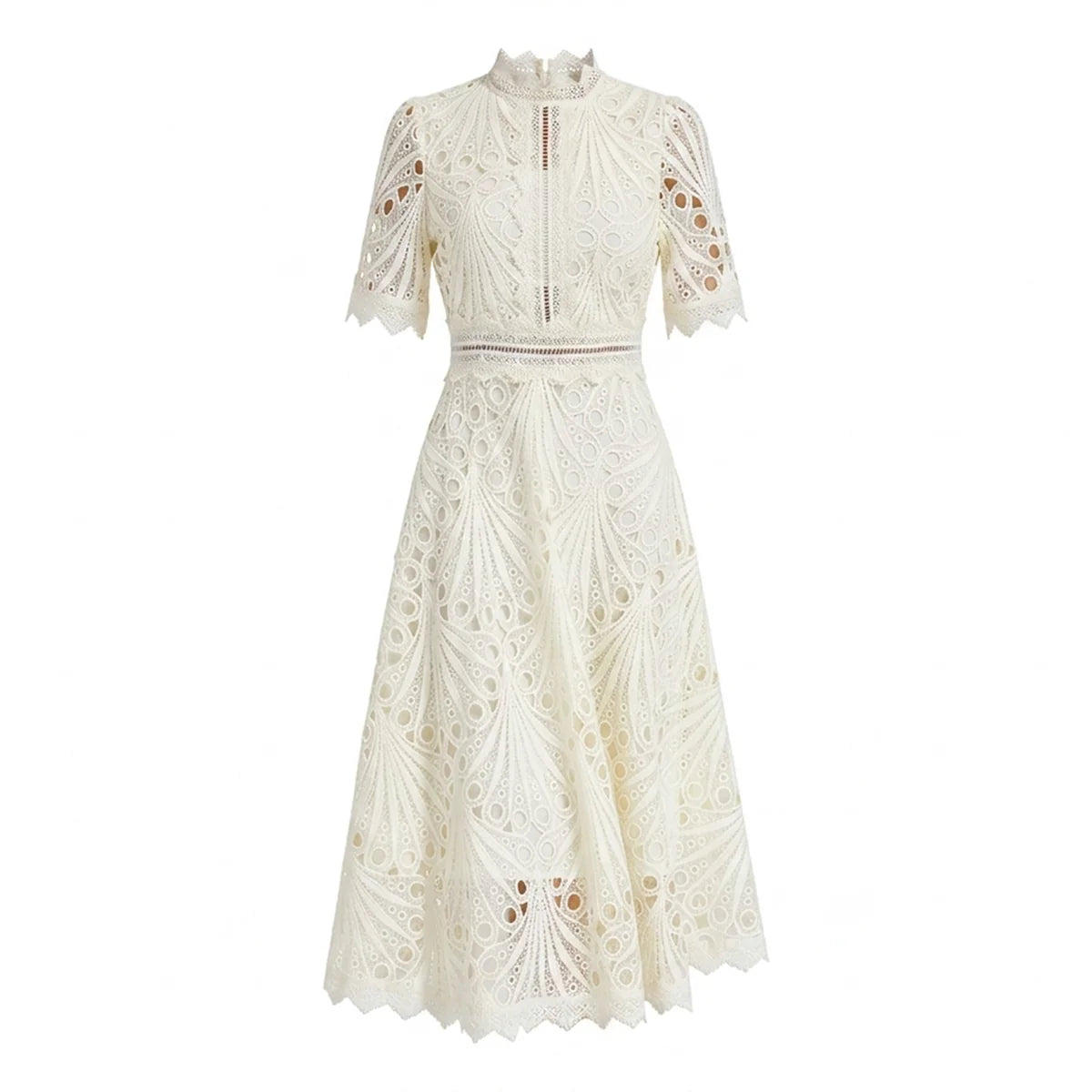 Women's Refined Lace Midi Dress Timeless Elegance