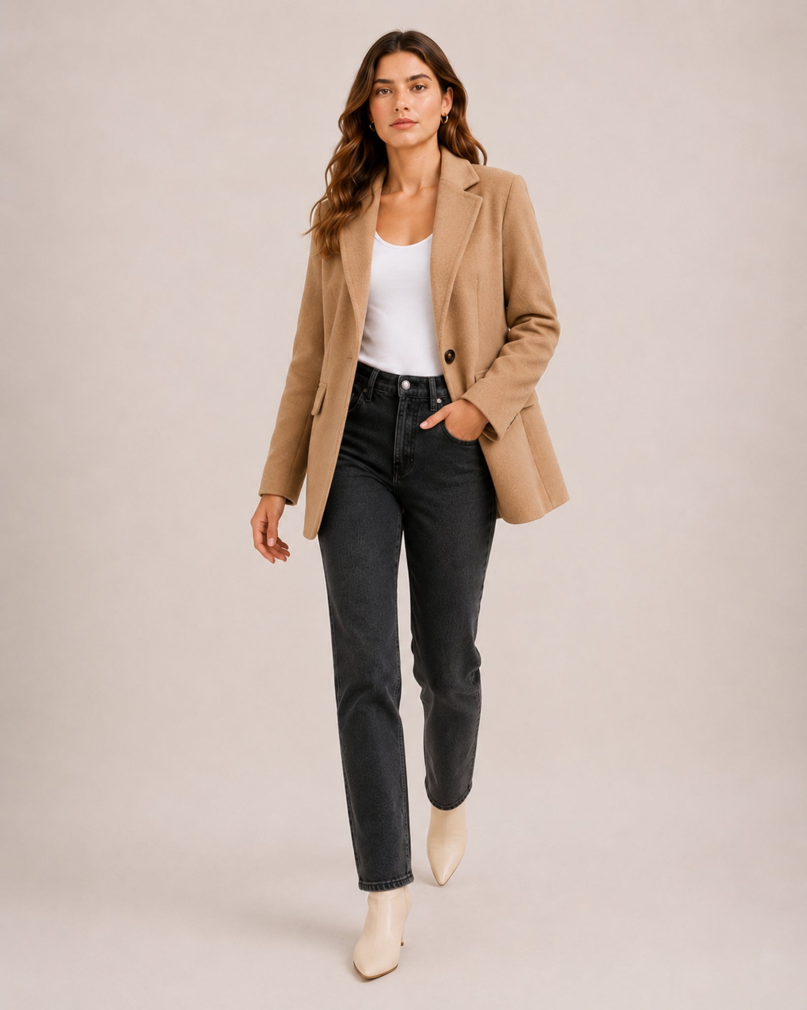 Women's Casual Blazer with Single Button